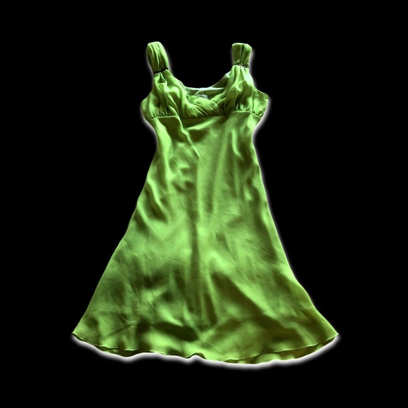 Escada By Margaretha Ley Vintage Green Sequin Baby Doll Sun Dress